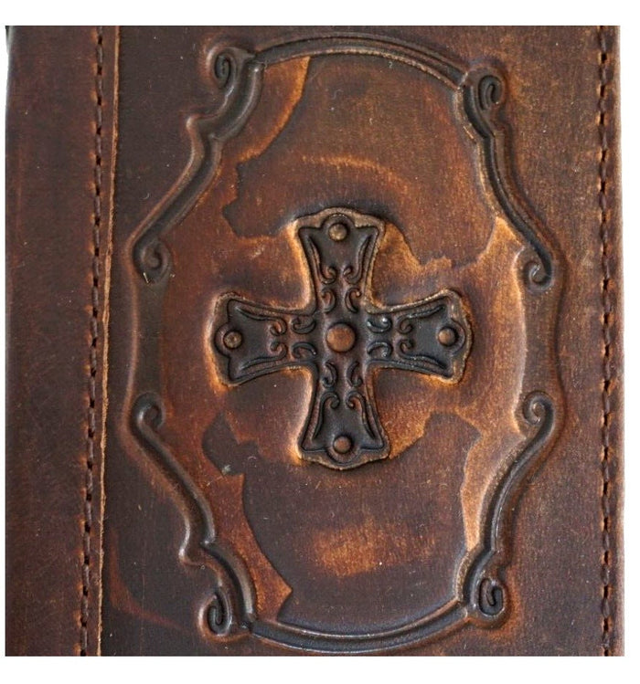 Handmade Leather Galaxy Z Fold Wallet Case: Art Cross Design