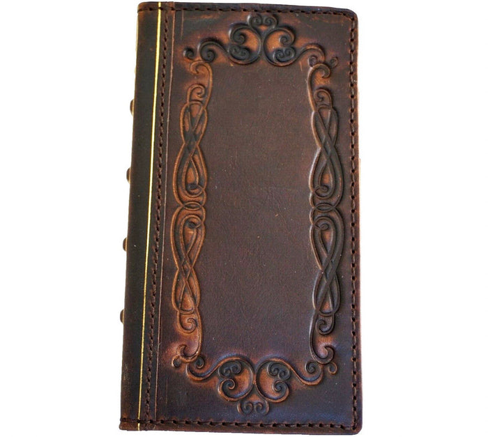 Handmade Leather Galaxy Z Fold Wallet Case: Art Design Cover
