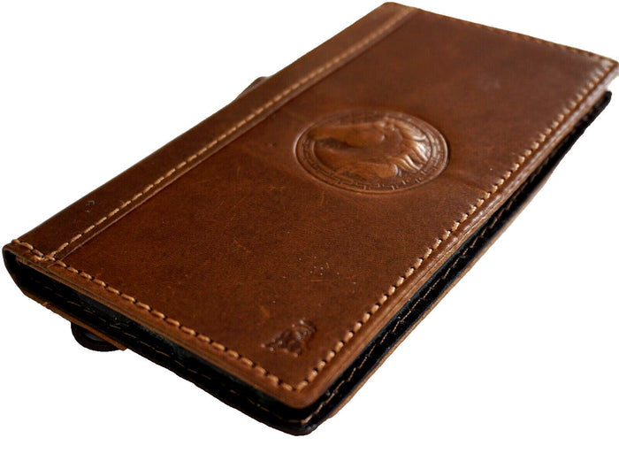 Handmade Leather Galaxy Z Fold Wallet Case: Horse Art Book Cover