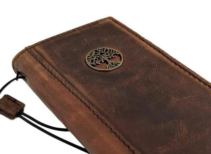 Handmade Leather Galaxy Z Fold Wallet Case: Tree of Life Design