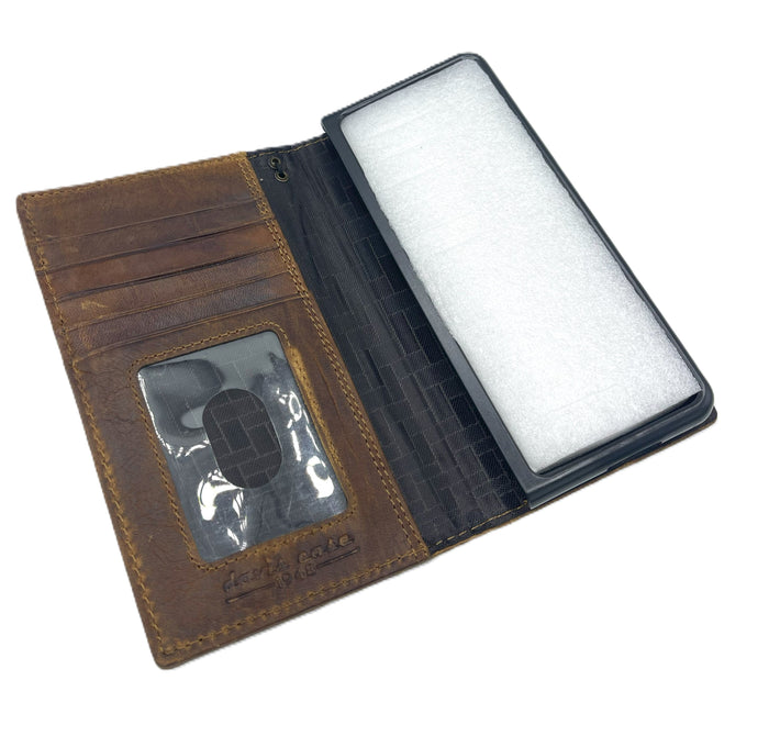 Handmade Leather Galaxy Z Fold Wallet Cover: Art Nouveau Design