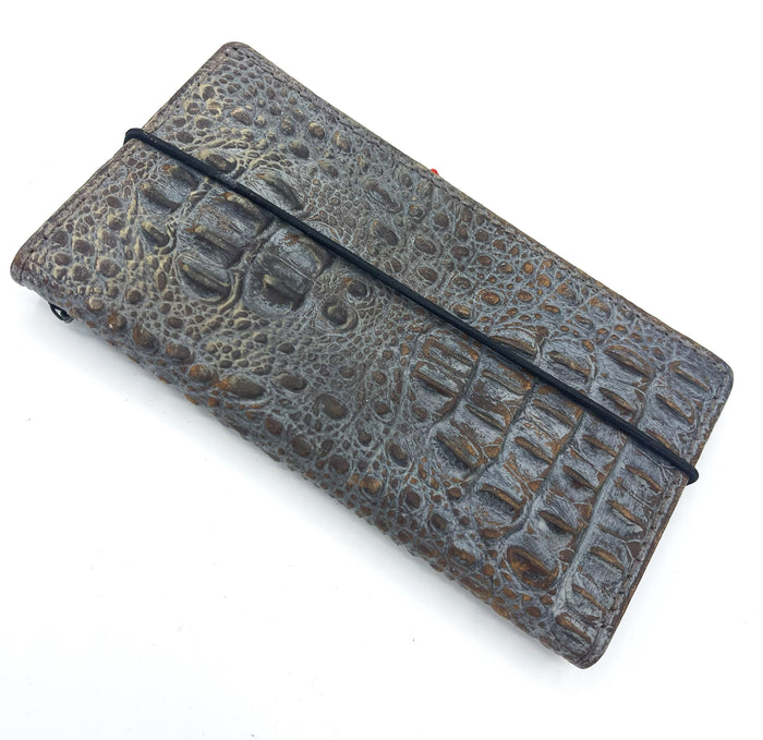 Handmade Leather Galaxy Z Fold Wallet Cover: Crocodile Design