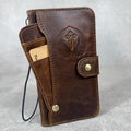 Handmade Leather Galaxy Z Fold Wallet Cover: Embossed Art Design