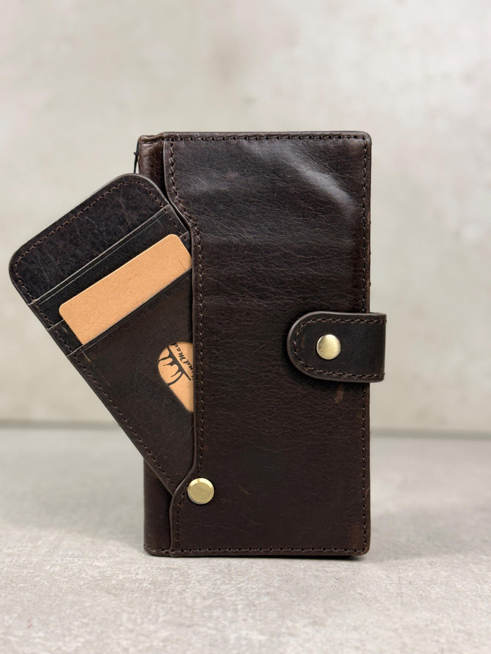 Handmade Leather Galaxy Z Fold Wallet Cover: Embossed Art Design
