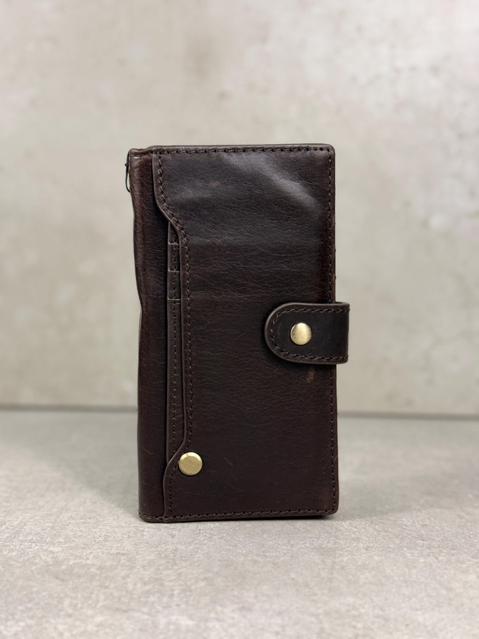 Handmade Leather Galaxy Z Fold Wallet Cover: Embossed Art Design