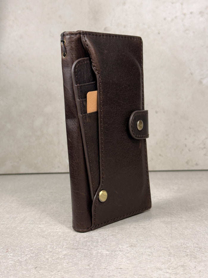 Handmade Leather Galaxy Z Fold Wallet Cover: Embossed Art Design