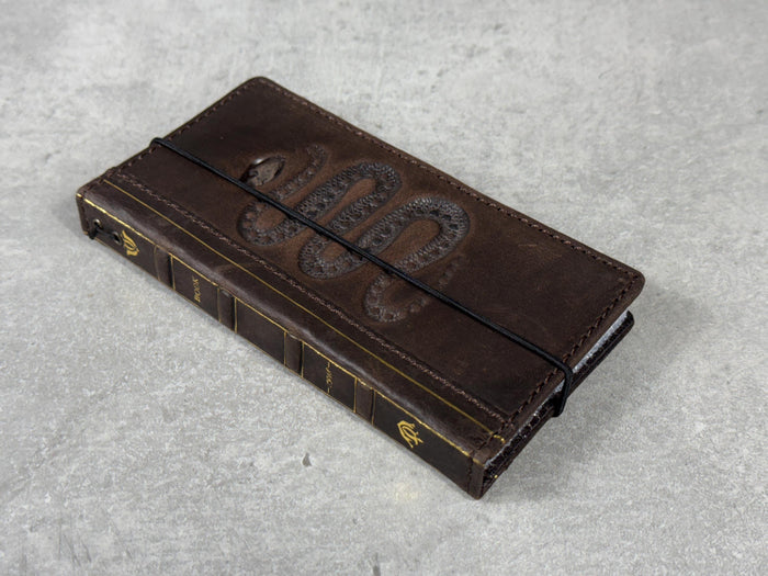Handmade Leather Galaxy Z Fold Wallet Cover: Snake Art Design