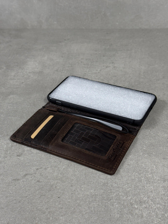 Handmade Leather Galaxy Z Fold Wallet Cover: Snake Art Design