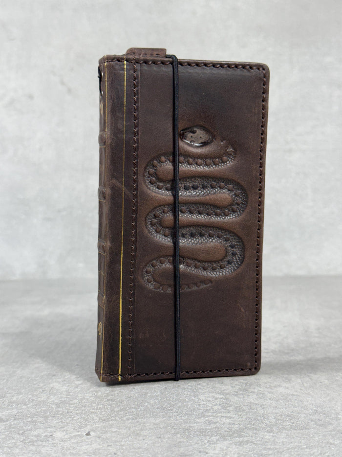 Handmade Leather Galaxy Z Fold Wallet Cover: Snake Art Design