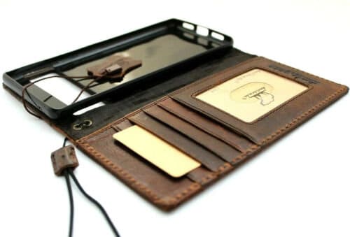 Handmade Leather Google Pixel Wallet Case: Vintage Crocodile Design