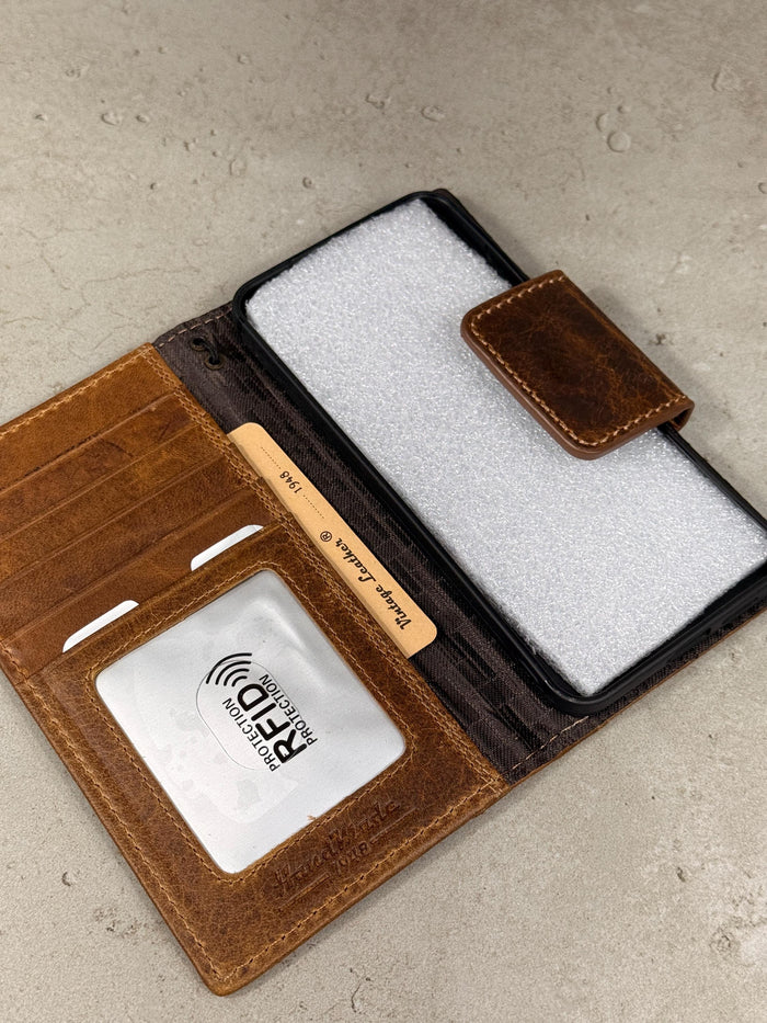 Handmade Leather Google Pixel Wallet Case: Vintage  Design