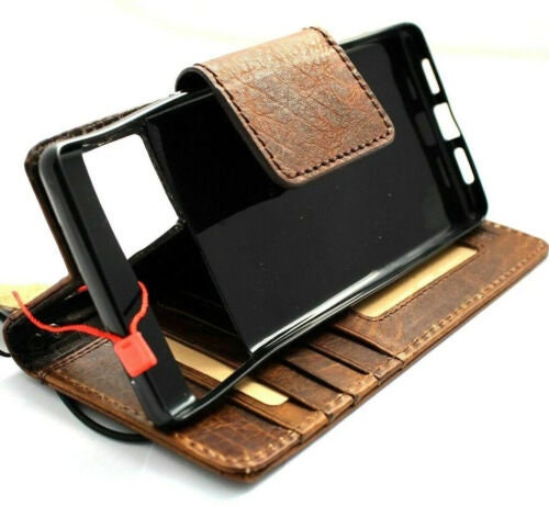 Handmade Leather Google Pixel Wallet Case: Vintage Paw Print Design