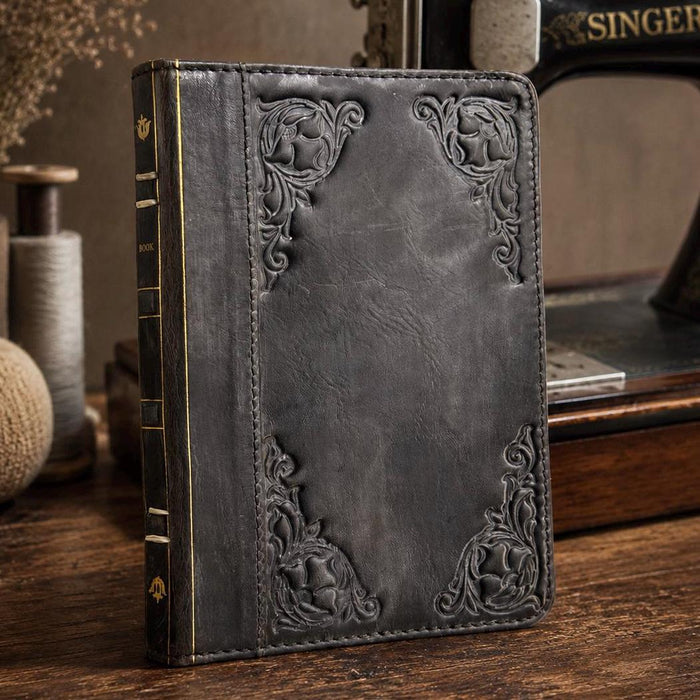 Handmade Leather iPad Cover, Book Style Case with Pen Holder stone polished