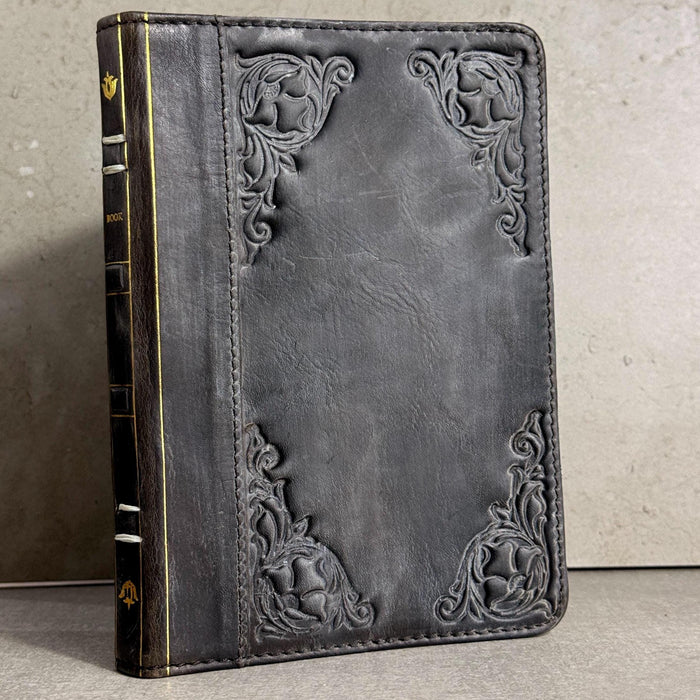Handmade Leather iPad Cover, Book Style Case with Pen Holder stone polished