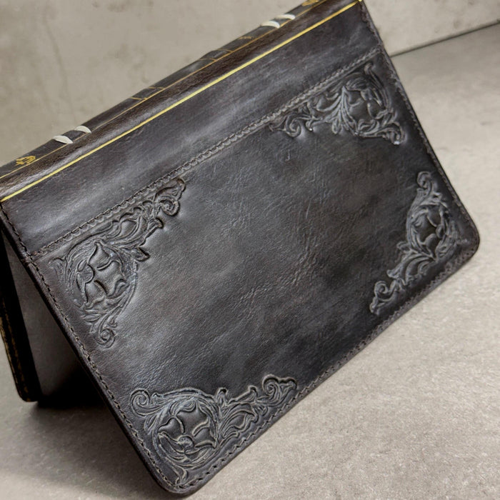 Handmade Leather iPad Cover, Book Style Case with Pen Holder stone polished