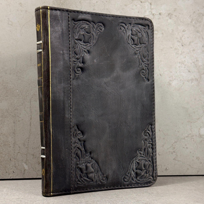 Handmade Leather iPad Cover, Book Style Case with Pen Holder stone polished