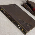 Handmade Leather iPad Cover, Book Style Case with Pen Holder