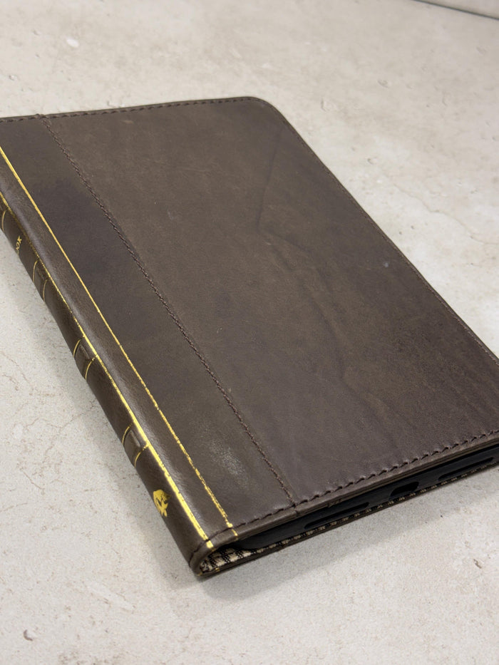 Handmade Leather iPad Cover, Book Style Case with Pen Holder