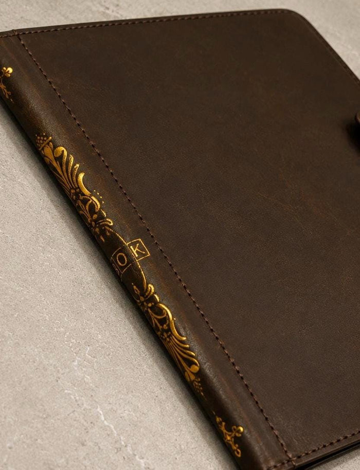 Handmade Leather iPad Cover, Book Style Case with Pen Holder