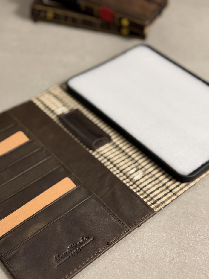 Handmade Leather iPad Cover, Book Style Case with Pen Holder