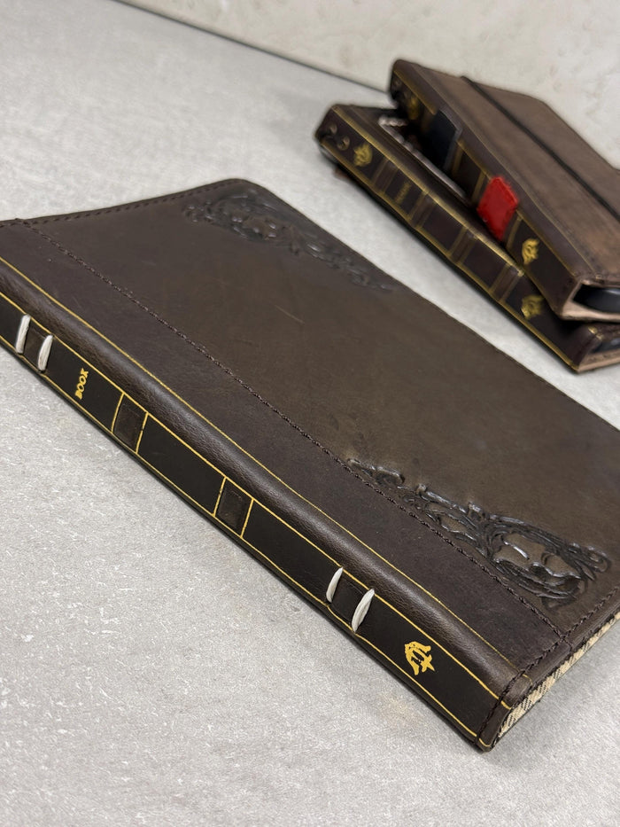 Handmade Leather iPad Cover, Book Style Case with Pen Holder