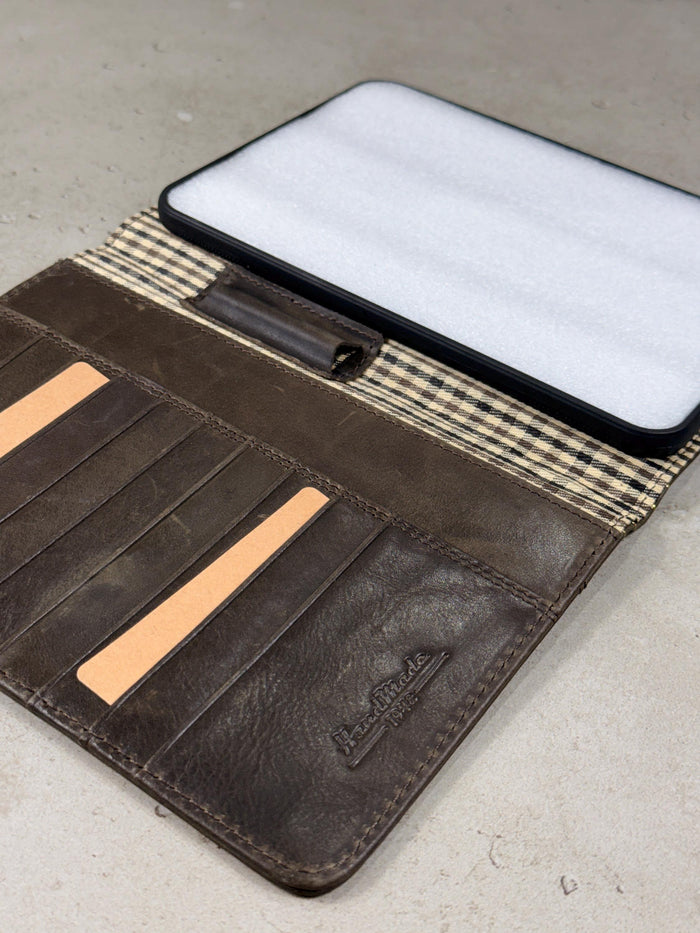 Handmade Leather iPad Cover, Book Style Case with Pen Holder