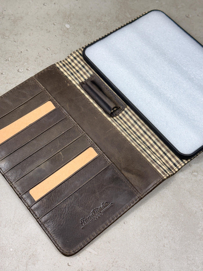 Handmade Leather iPad Cover, Book Style Case with Pen Holder