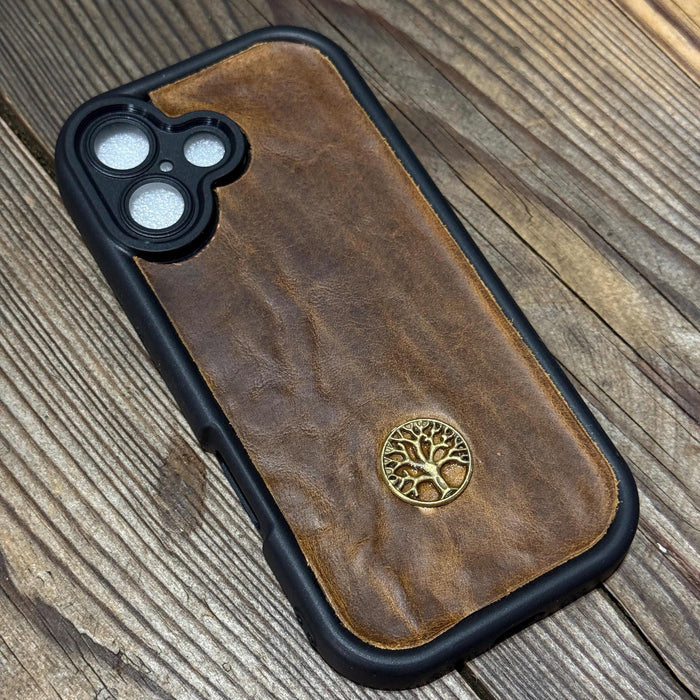 Handmade Leather iPhone Case: Tree of Life Art