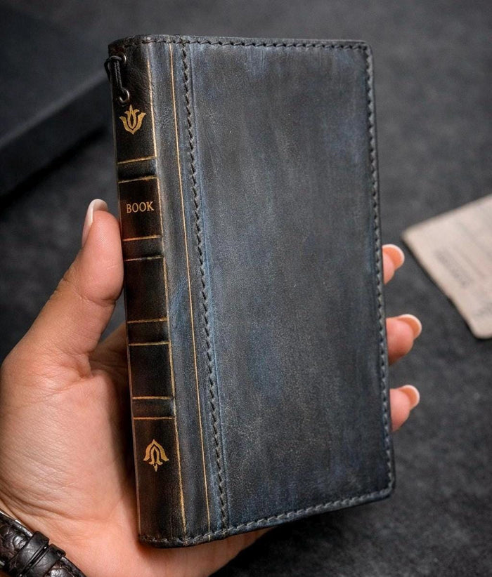 Handmade Leather iPhone Case: Vintage Book Style, Full Grain Leather 17
