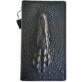 Handmade Leather iPhone Wallet Case: Black Crocodile Art