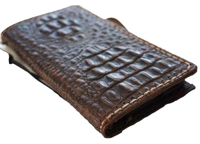 Handmade Leather iPhone Wallet Case: Card Slots, Stitch Detail