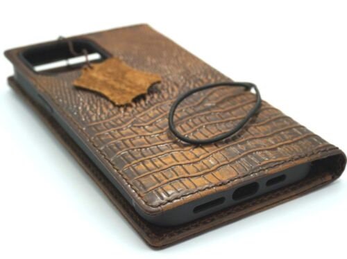 Handmade Leather iPhone Wallet Case: Crocodile Embossed, Card Slots