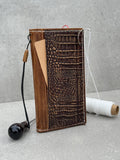 Handmade Leather iPhone Wallet Case: Crocodile Print, Card Slots
