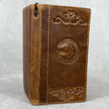 Handmade Leather iPhone Wallet Case: Embossed Art Design
