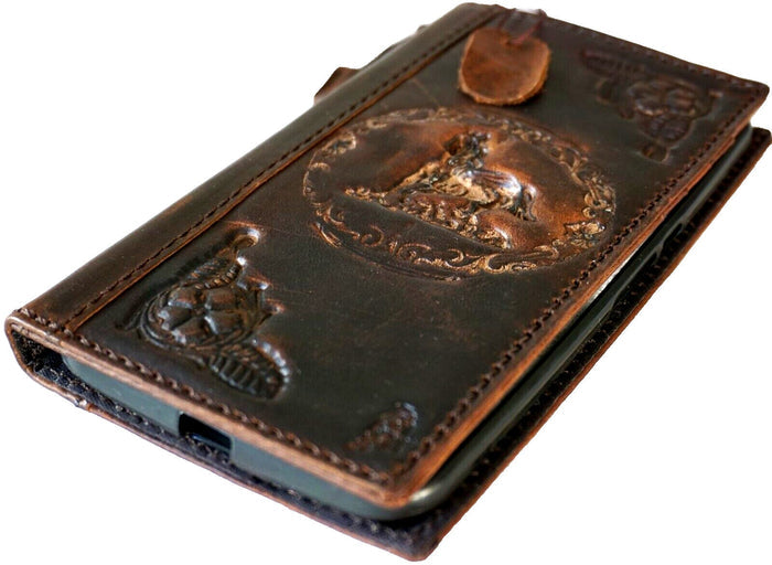 Handmade Leather iPhone Wallet Case: Horse Stamp, Vintage Style