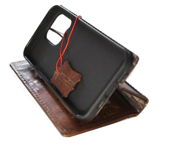 Handmade Leather iPhone Wallet Case: Horse Stamp, Vintage Style