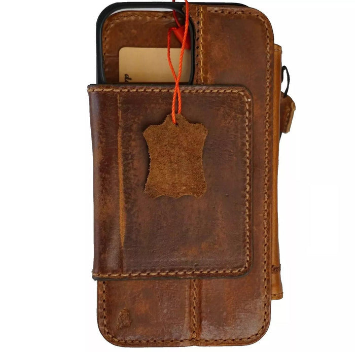 Handmade Leather iPhone Wallet Case: Removable Card Slots
