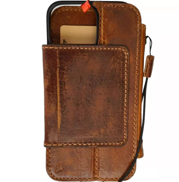Handmade Leather iPhone Wallet Case: Removable Card Slots