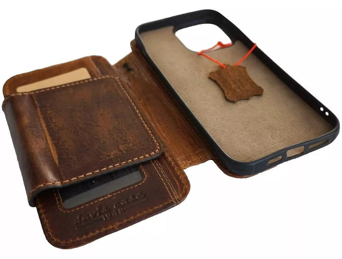 Handmade Leather iPhone Wallet Case: Removable Card Slots