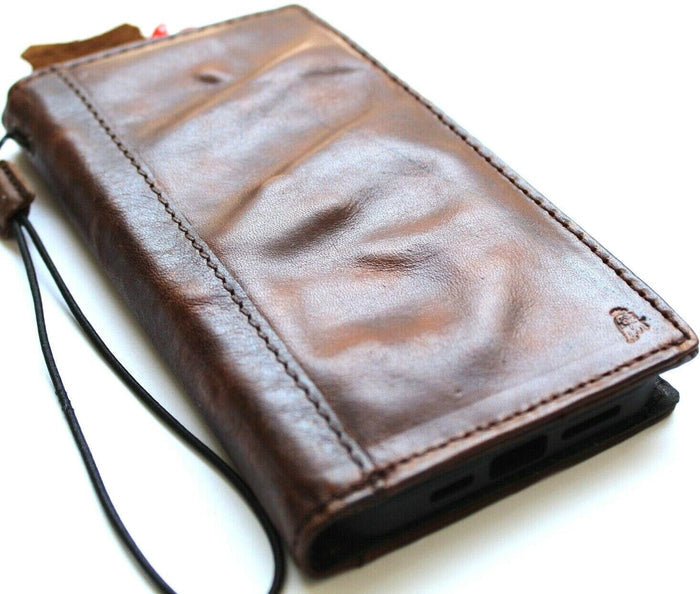 Handmade Leather iPhone Wallet Case: Retro Book Cover with Card Slots