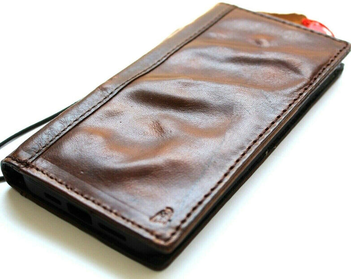 Handmade Leather iPhone Wallet Case: Retro Book Cover with Card Slots