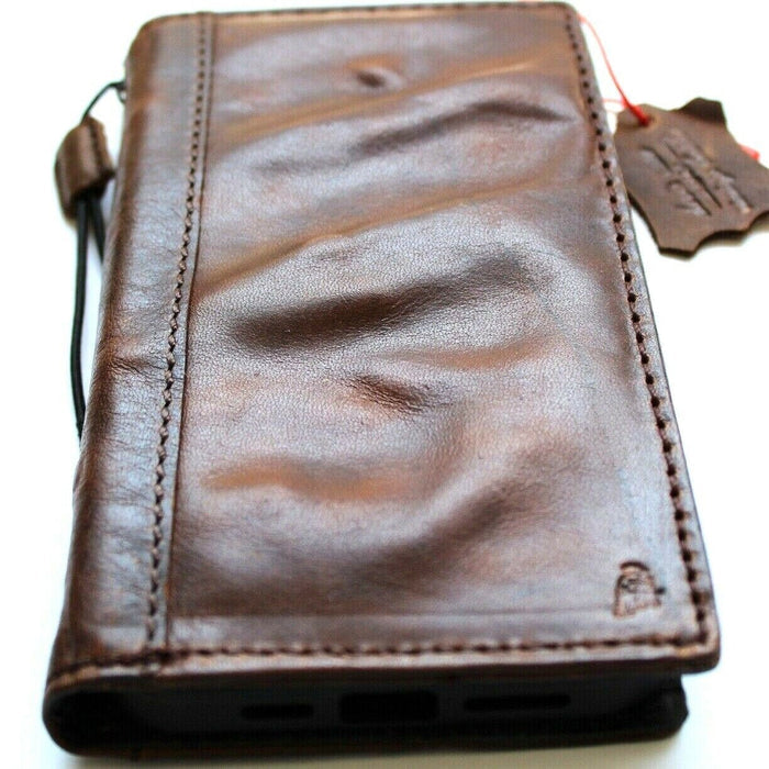 Handmade Leather iPhone Wallet Case: Retro Book Cover with Card Slots