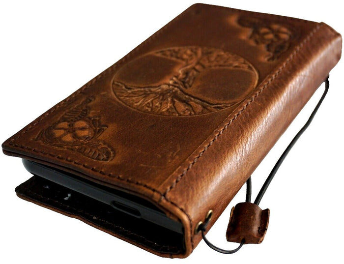 Handmade Leather iPhone Wallet Case: Tree of Life Art