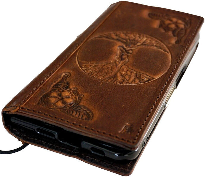 Handmade Leather iPhone Wallet Case: Tree of Life Art