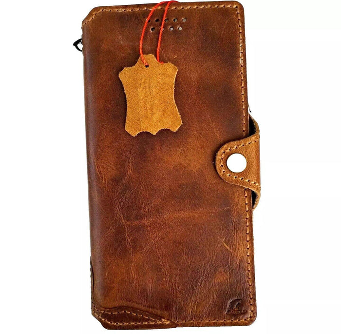 Handmade Leather iPhone Wallet Case: Vintage Art Design