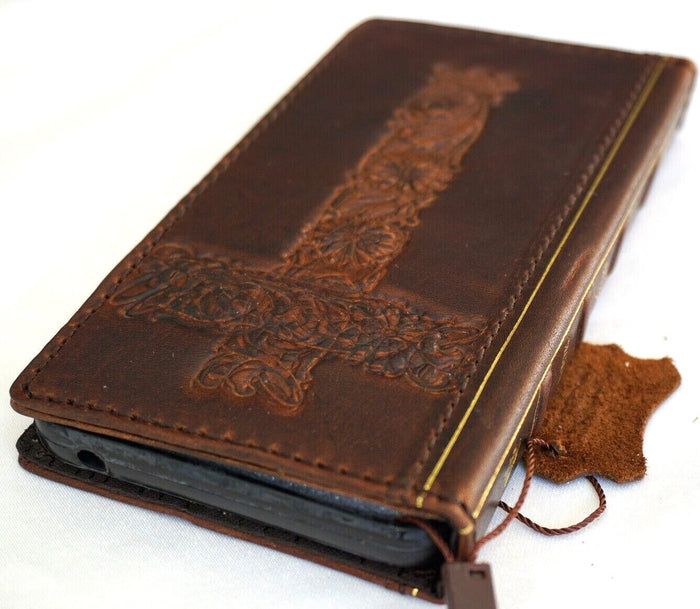 Handmade Leather iPhone Wallet Case: Vintage Bible Book Design