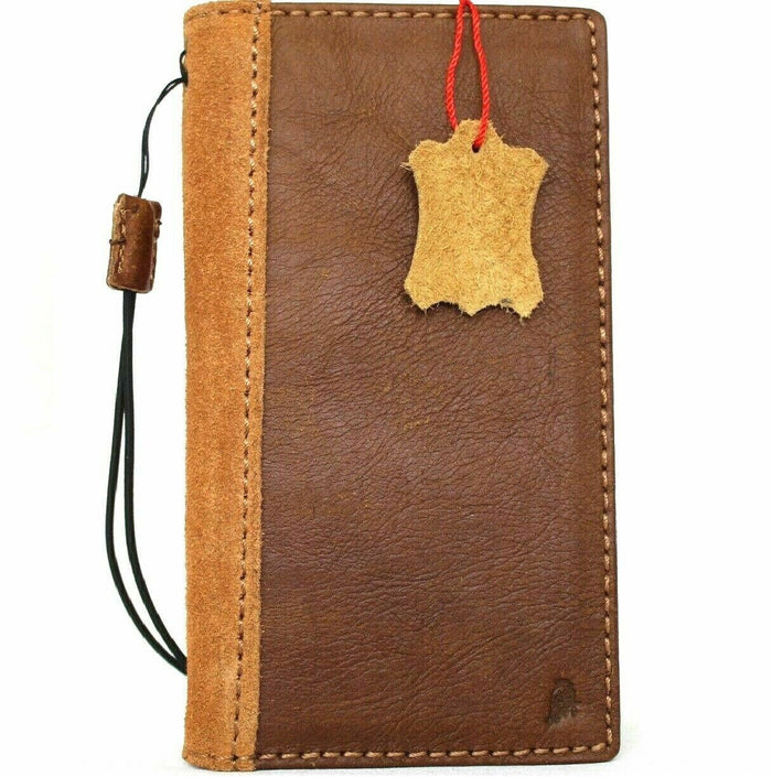 Handmade Leather iPhone Wallet Case: Vintage Book Cover with Card Slots