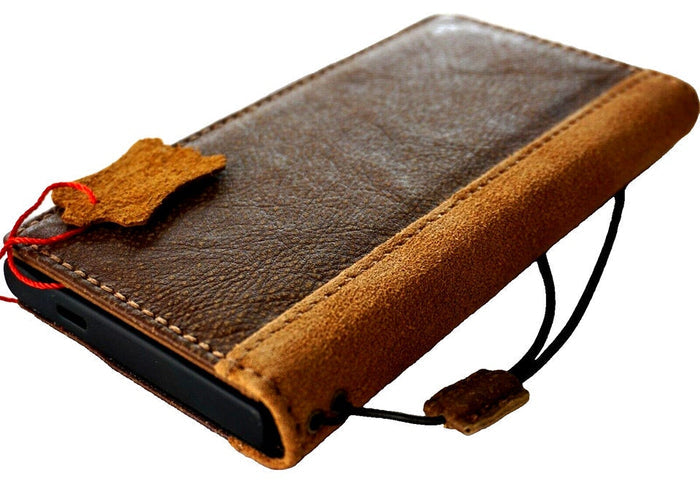 Handmade Leather iPhone Wallet Case: Vintage Book Cover with Card Slots
