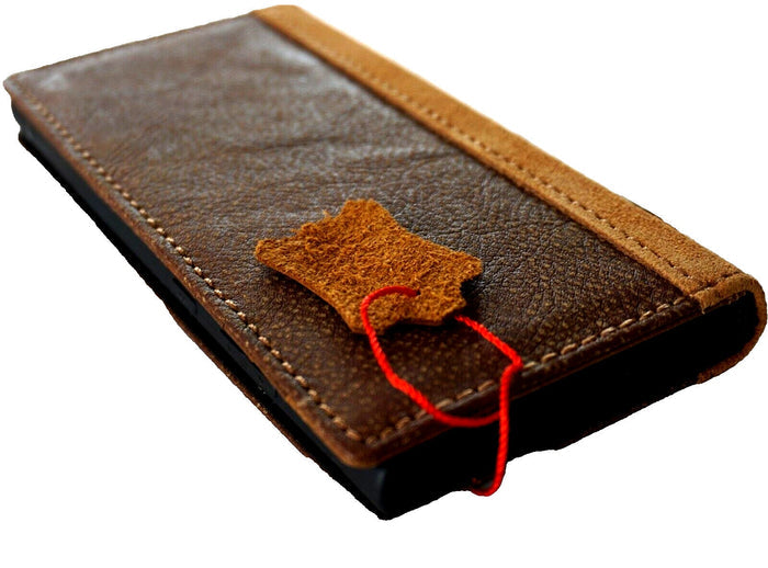 Handmade Leather iPhone Wallet Case: Vintage Book Cover with Card Slots