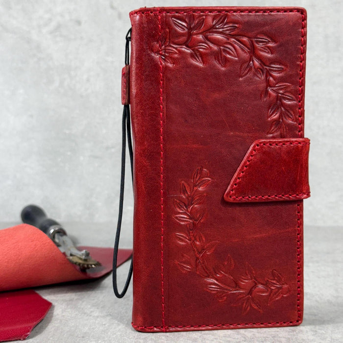 Handmade Leather iPhone Wallet Case: Vintage Book Style
